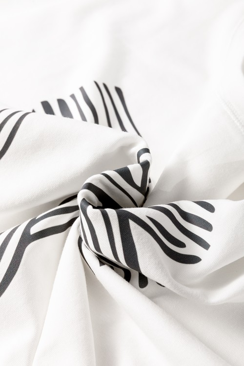 White Striped Bow Knot Half Sleeve Tunic T Shirt