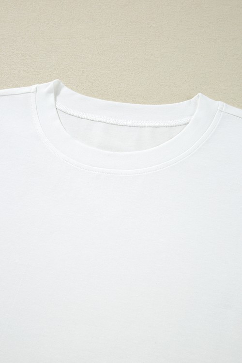 White Lace Long Sleeve Insert Drop Shoulder Tee