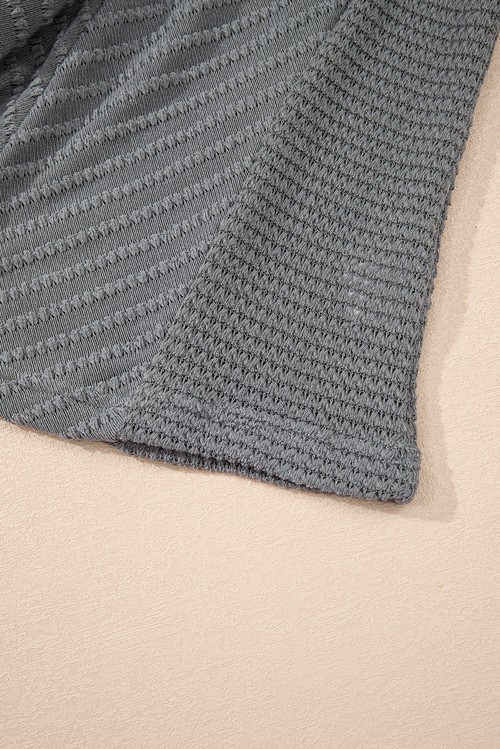 Sleet V Neck Chevron Texture Patchwork Long Sleeve Knit Top