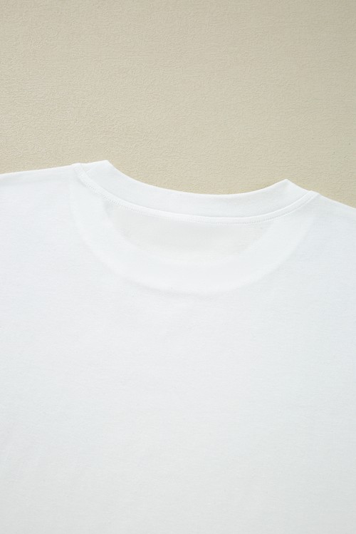 White Lace Long Sleeve Insert Drop Shoulder Tee