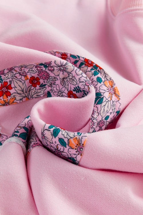 Light Pink Floral Peace Sign Graphic Drop Shoulder Wide Sleeve