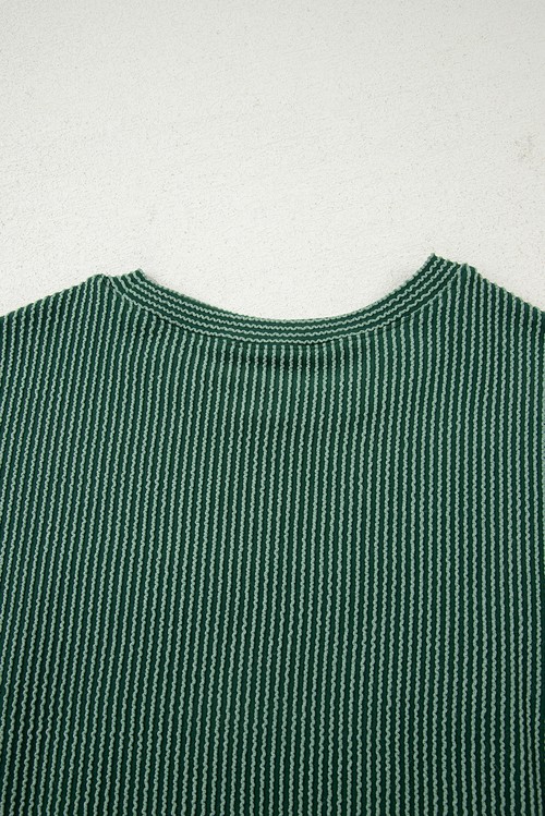 Evergreen Twisted Rib Outlined Merry Letter Graphic Loose Long Sleeve