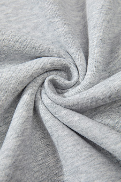 Light Grey Fleece Lined Kangaroo Pocket Drawstring Chunky Hoodie