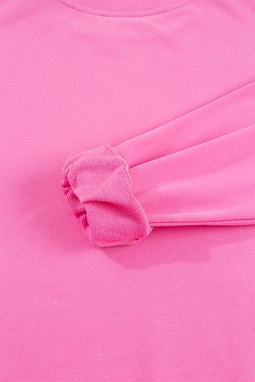 Bonbon Plain Drop Shoulder Crewneck Pullover Sweatshirt