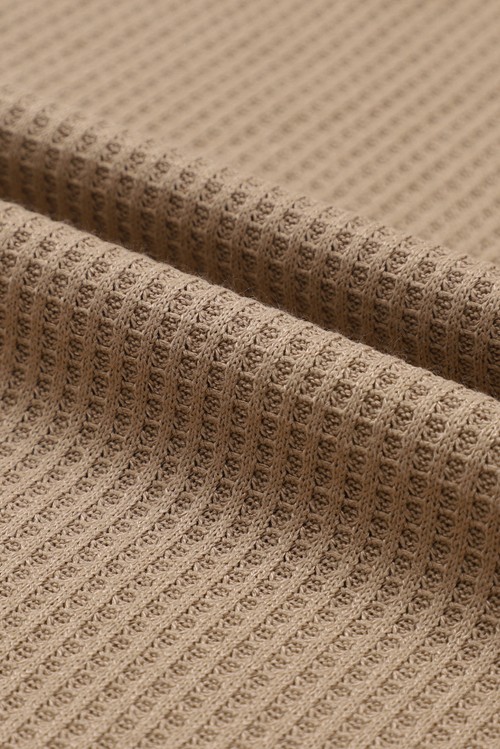 Khaki Waffled Expose Seam Drawstring Hoodie