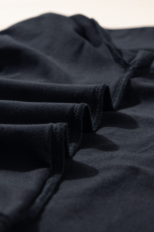 Black Pearl Beaded Drop Shoulder Crewneck T Shirt