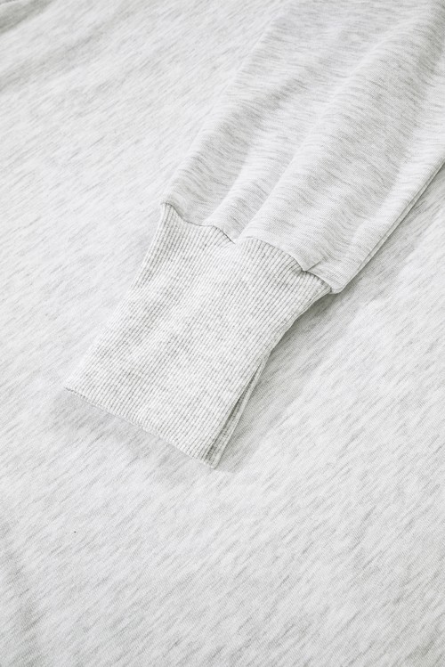Light Grey Faded Varsity Print Loose Pullover Top