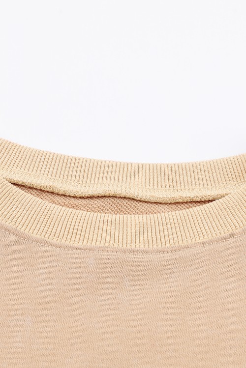 Khaki Drop Shoulder Ribbed Trim Oversized Sweatshirt